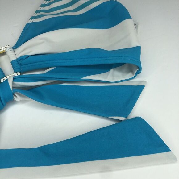 Lauren Ralph Lauren Women's 12 Blue White Striped Halter Bathing Suit Swim Top - Picture 4 of 6